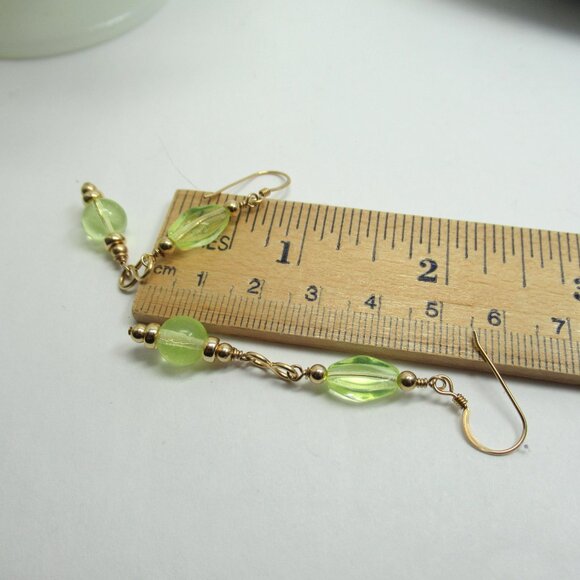 14k gold filled and Uranium glass bead earrings - Picture 6 of 9